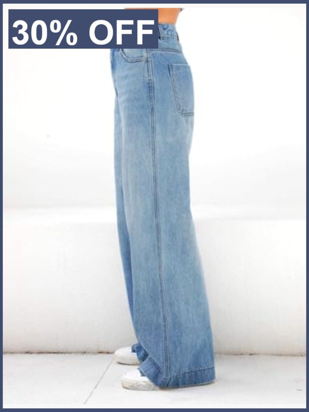 Distressed Wide Leg Jeans - Mid Rise Baggy Y2K Denim Trousers - Picture 3 of 7